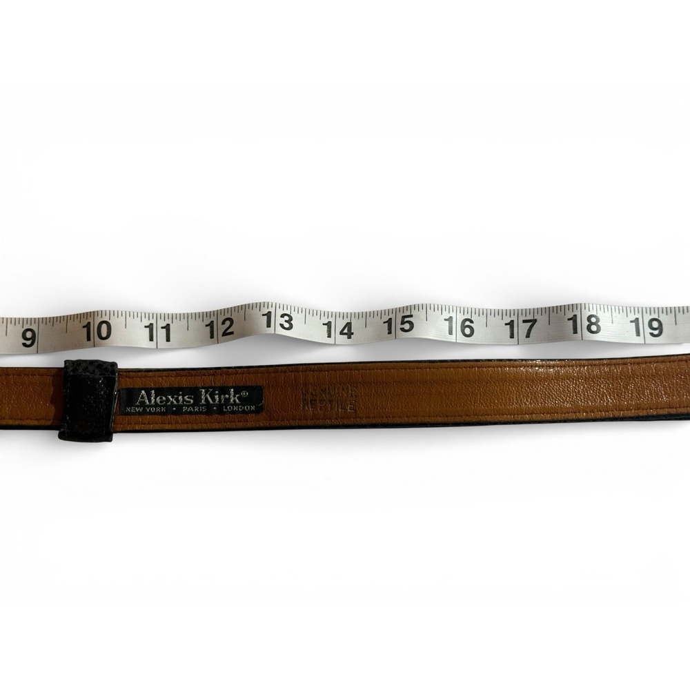 Alexis Kirk Reptile Leather Belt Sculptural Metal Clasp Vintage Statement Adjust - Picture 10 of 13